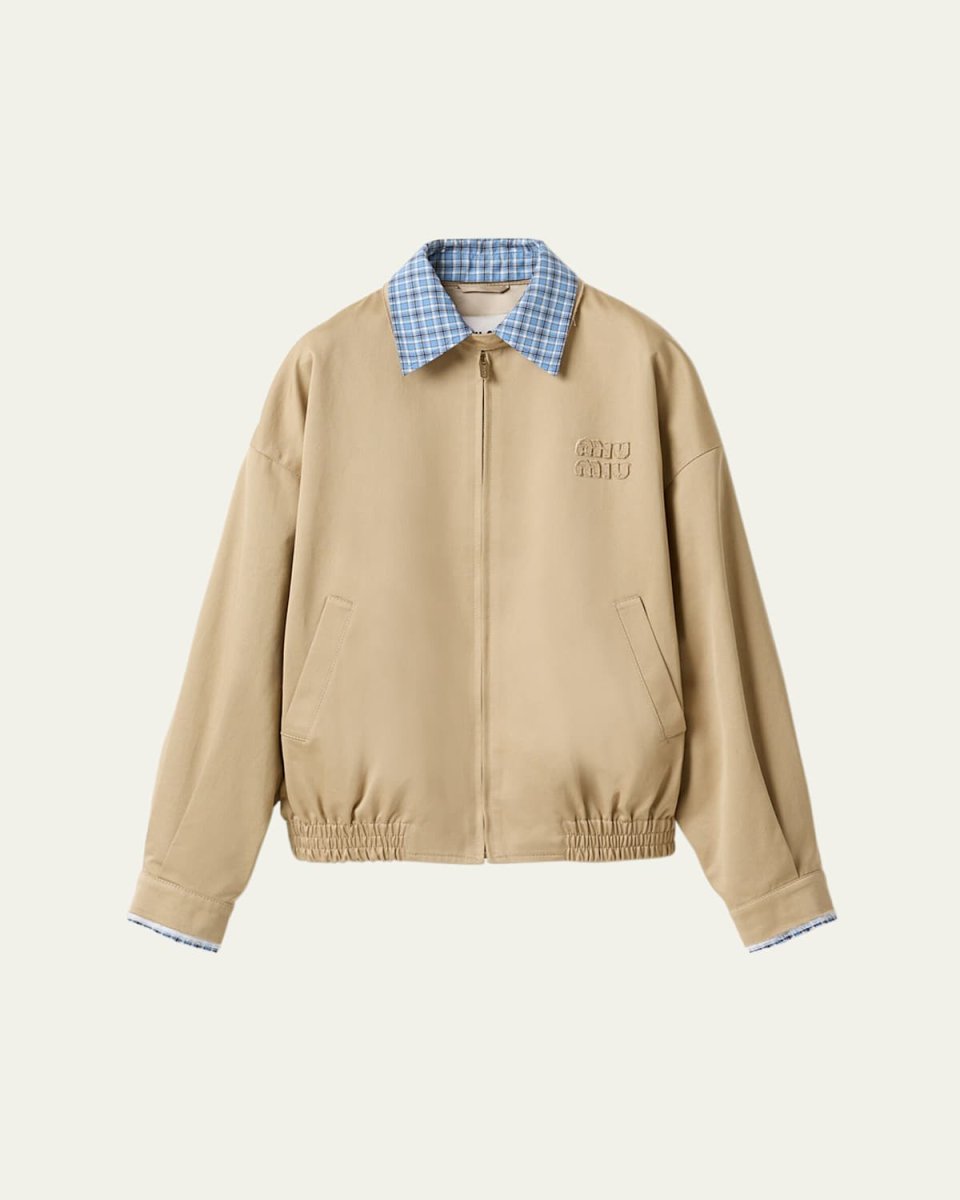 Check Collar Bomber Jacket